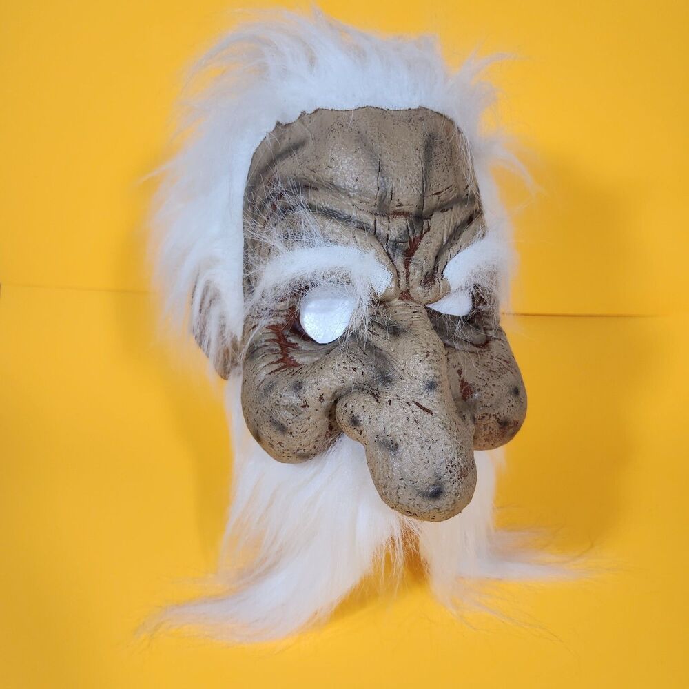 Paper Magic Old Man Half Mask Adult 2006 PMG Halloween Dwarf Gnome Beard Latex